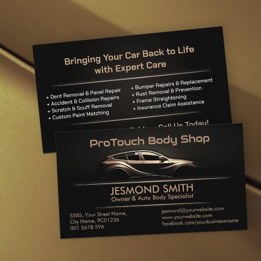 Sleek Modern Auto Body Work Visitenkarte