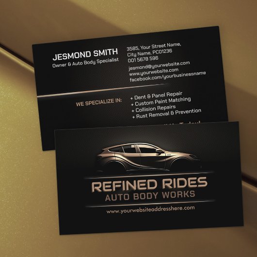 Sleek Modern Auto Body Work Visitenkarte