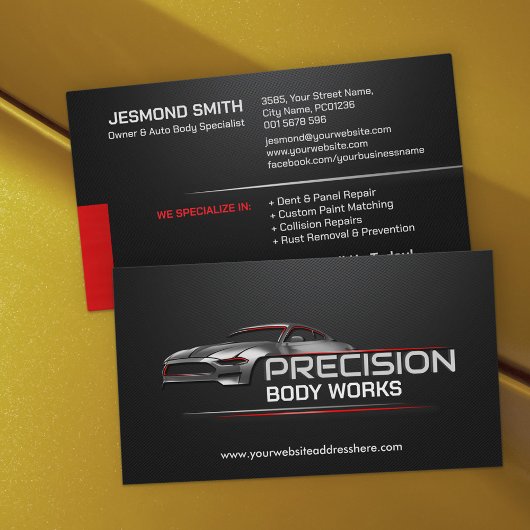Sleek Modern Auto Body Work Visitenkarte