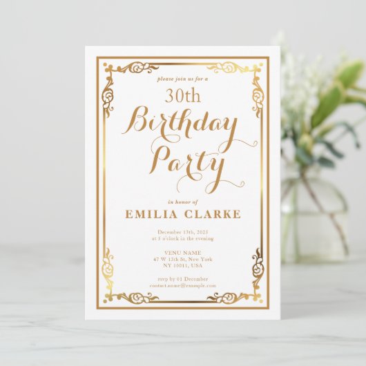 Sleek Modern Birthday Party Einladungen für Erwach (Stehend Vorderseite)