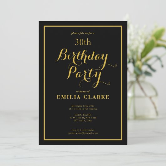 Sleek Modern Birthday Party Einladungen für Erwach (Stehend Vorderseite)