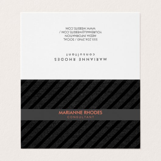 Sleek Modern Black Denim Stripe Visitenkarten (Außenseite Aufgefaltet)