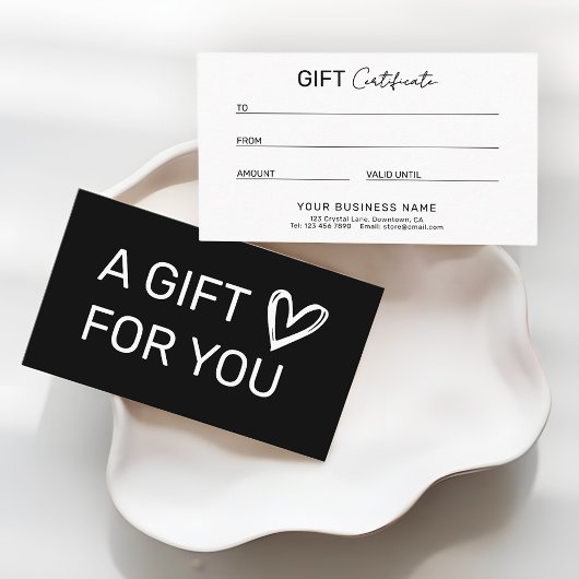Sleek Modern Business Gift Certificate Telefonnummerkarte