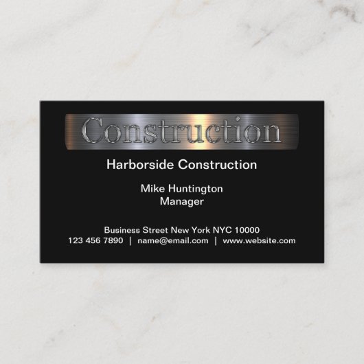 Sleek Modern Construction Business Cards Visitenkarte (Vorderseite)