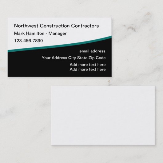 Sleek Modern Construction Service Visitenkarte (Vorne/Hinten)