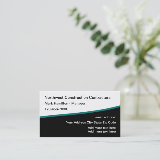 Sleek Modern Construction Service Visitenkarte (Stehend Vorderseite)