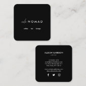 Sleek Modern Designer Café Boutique Black Quadratische Visitenkarte (Vorne/Hinten)