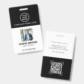 Sleek Modern Employee Photo Name QR Code ID Ausweis (Vorder- & Rückseite)