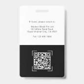 Sleek Modern Employee Photo Name QR Code ID Ausweis (Rückseite)