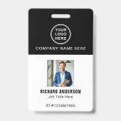 Sleek Modern Employee Photo Name QR Code ID Ausweis (Vorderseite)