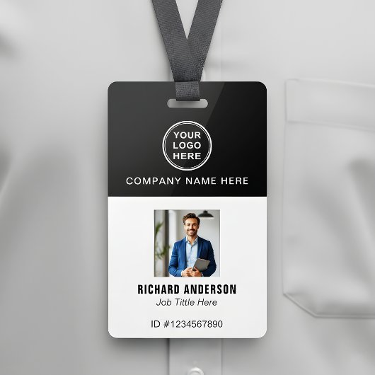 Sleek Modern Employee Photo Name QR Code ID Ausweis