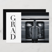 Sleek & Modern Grad | PARTY FOTO Einladung (Vorne/Hinten)