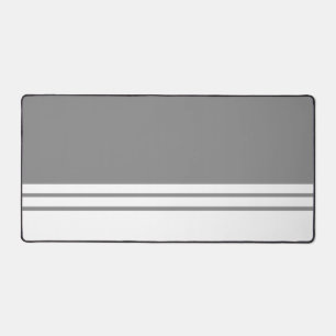 Sleek Modern Gray White Bottom Edge Racing Streife Schreibtischunterlage