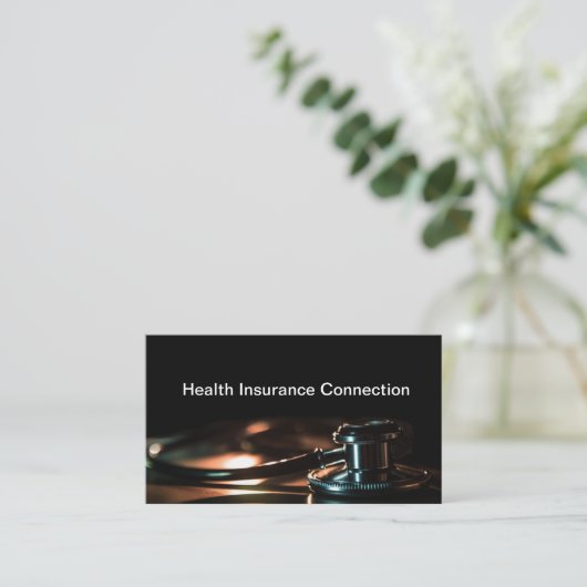 Sleek Modern Health Insurance Broker Businesscards Visitenkarte (Stehend Vorderseite)