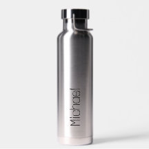 Sleek Modern Ihr Name Silver Water Flasche