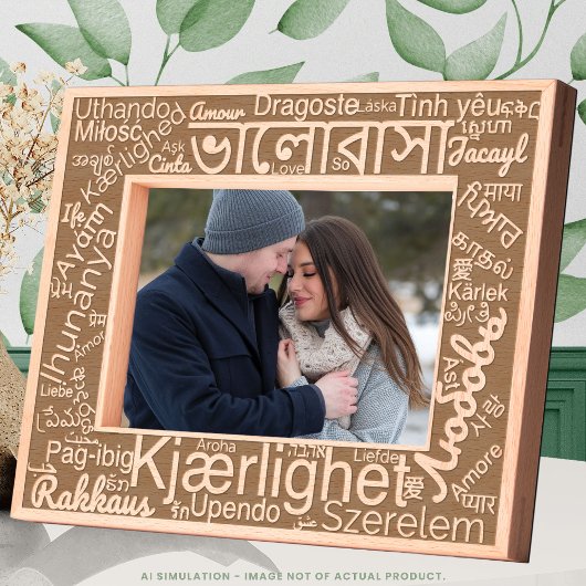 Sleek Modern Laser Gravur "LIEBE" in 50 Sprachen Geätzte Rahmen