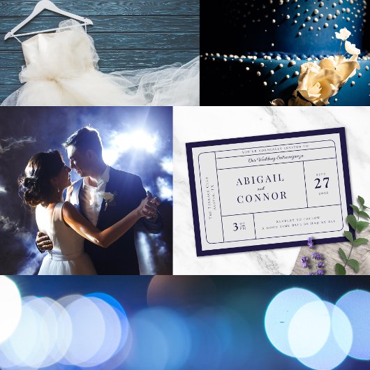 Sleek Modern Lines Navy & Grau Menükarte