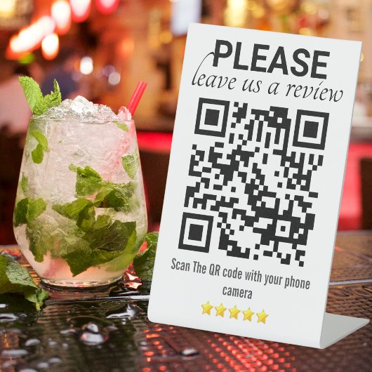 Sleek & Modern QR-Code "Verlass a Review" Sockelschild