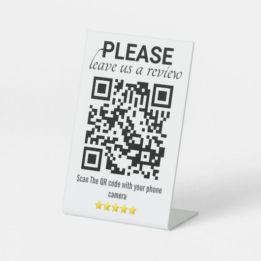 Sleek & Modern QR-Code "Verlass a Review" Sockelschild (Vorderseite)