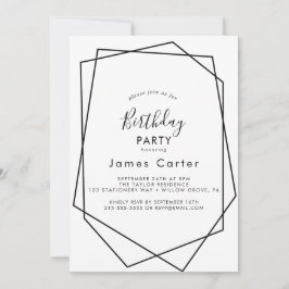 Sleek Modern Script Birthday Party Einladung