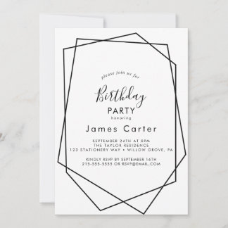 Sleek Modern Script Birthday Party Einladung