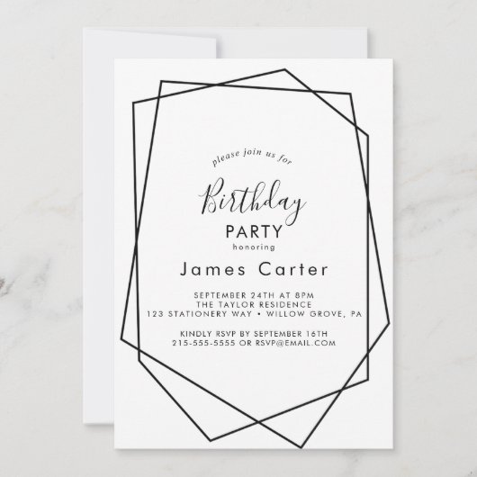 Sleek Modern Script Birthday Party Einladung (Vorderseite)
