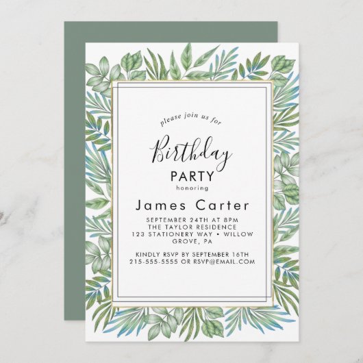 Sleek Modern Script Birthday Party Einladung (Vorne/Hinten)