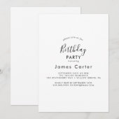 Sleek Modern Script Birthday Party Einladung (Vorne/Hinten)