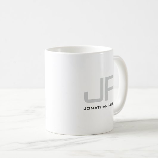Sleek Modern Simple Template Custom Name Monogram Kaffeetasse (VorderseiteRechts)