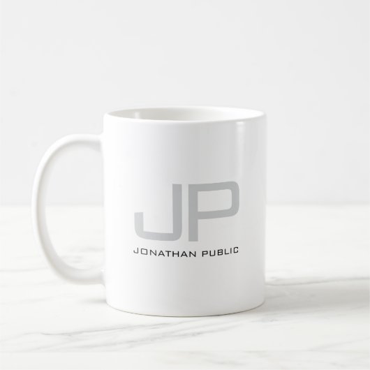 Sleek Modern Simple Template Custom Name Monogram Kaffeetasse (Links)