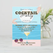 Sleek Modern Vibranly Birthday Cocktail Party Einladung (Stehend Vorderseite)