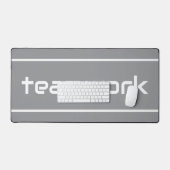 Sleek Modern White TEAMWORK Stripes On Light Gray Schreibtischunterlage (Tastatur & Maus)