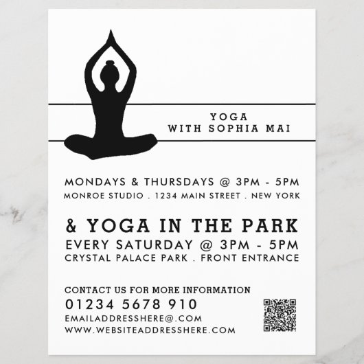 Sleek Modern Yoga Class Advertising Flyer (Vorne)