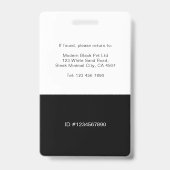 Sleek Moderner Mitarbeiter Foto Name Balken Code A Ausweis (Rückseite)