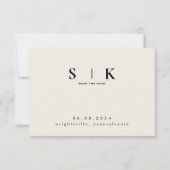 Sleek Monogram Cream Wedding QR Code Save the Date (Vorderseite)