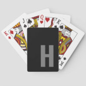 Sleek Monogram Initial Minimalistisch Black and Gr Spielkarten (Rückseite)