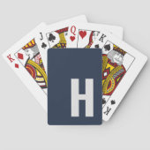 Sleek Monogram Initial Minimalistisch Blue and Gra Spielkarten (Rückseite)