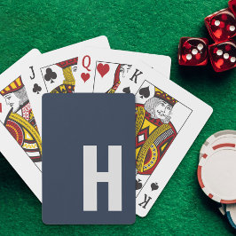 Sleek Monogram Initial Minimalistisch Blue and Gra Spielkarten