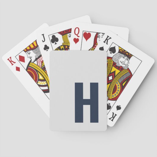 Sleek Monogram Initial Minimalistisch Silver Gray  Spielkarten (Rückseite)
