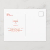 Sleek Monogram Orange Wedding Rettete unser Datum Postkarte (Rückseite)