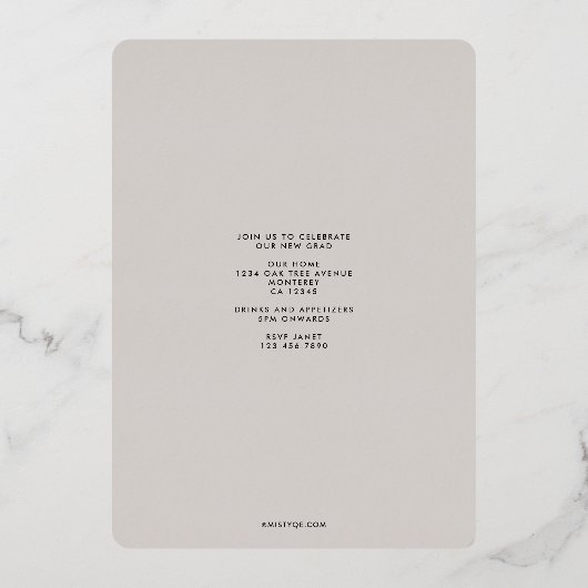 Sleek n Chic Abschluss Einladung (Rückseite)