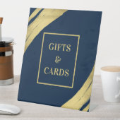 Sleek Navy Gold Geschenke und Karte Pedestzeichen Sockelschild (In Situ)