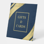 Sleek Navy Gold Geschenke und Karte Pedestzeichen Sockelschild (Vorderseite)