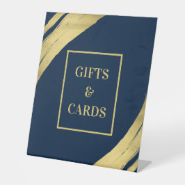 Sleek Navy Gold Geschenke und Karte Pedestzeichen Sockelschild