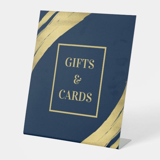 Sleek Navy Gold Geschenke und Karte Pedestzeichen Sockelschild (Vorderseite)