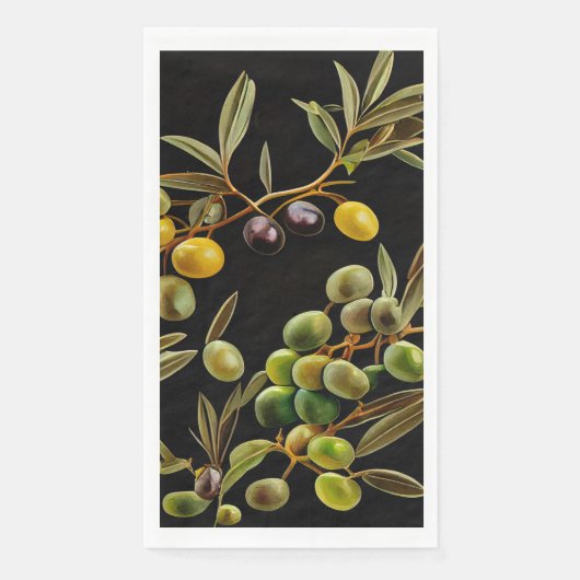 Sleek Olive Branch Paper Napkin Serviette (Vorderseite)