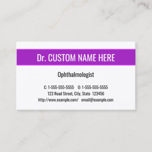Sleek Ophthalmologin Visitenkarte