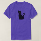 Sleek Orange-Eyed Black Cat Halloween T-Shirt (Design vorne)