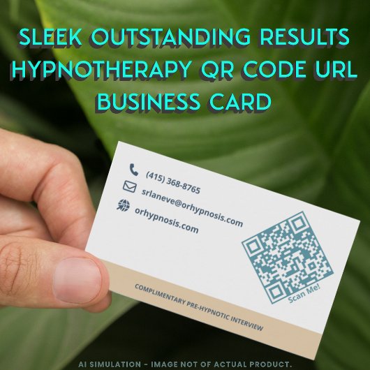 Sleek Outstanding Results Hypnotherapy QR Code URL Visitenkarte