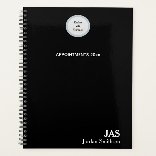 Sleek Personalisiert Black Appointing Book Planer (Vorderseite)